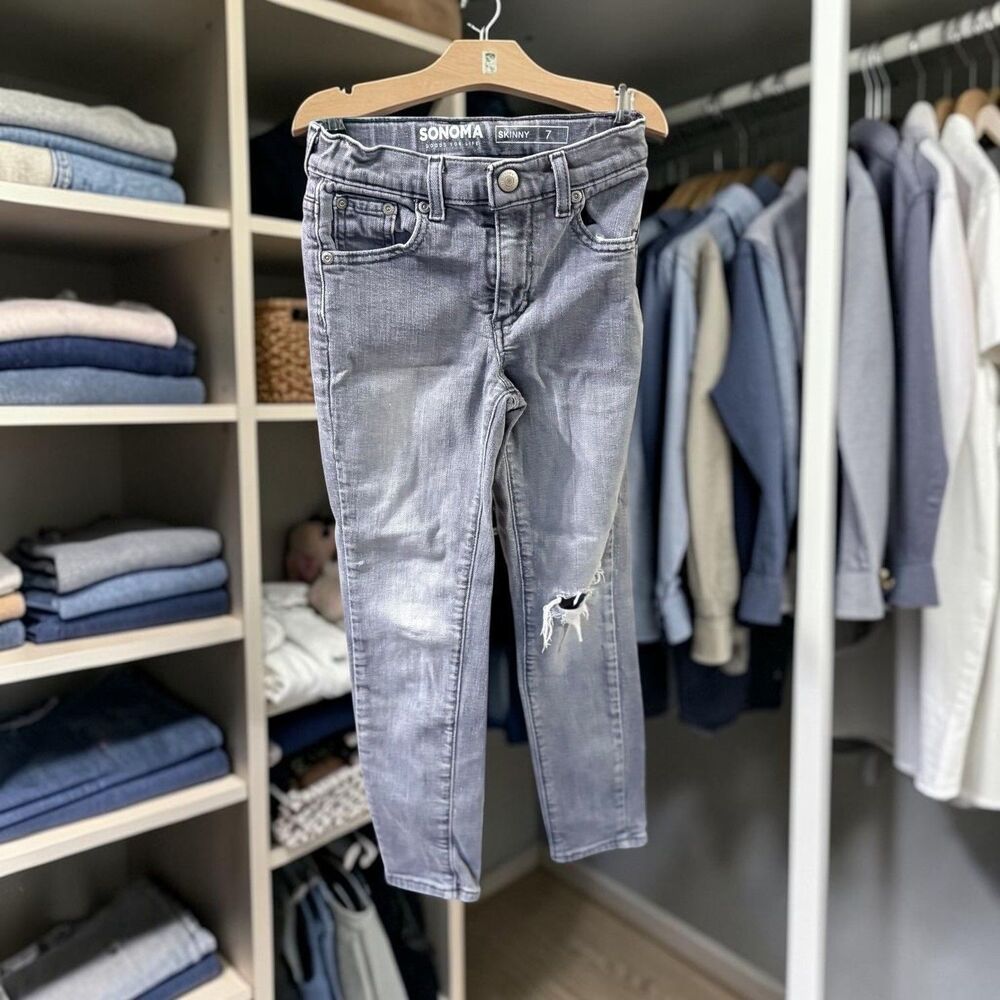 Sonoma Boys Size 7 Gray Skinny Jeans Used